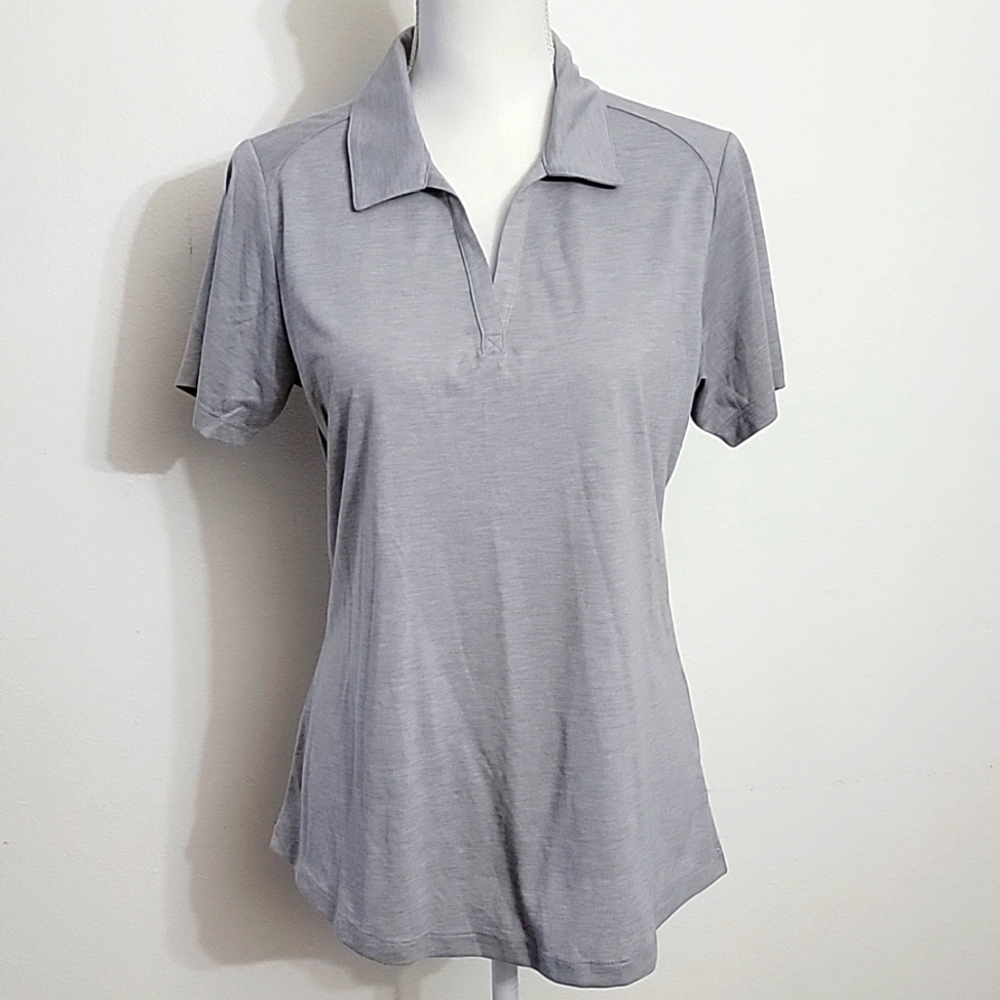 Sport-Tek NWOT Ladies Gray V-Neck Polo Golf Shirt Size M